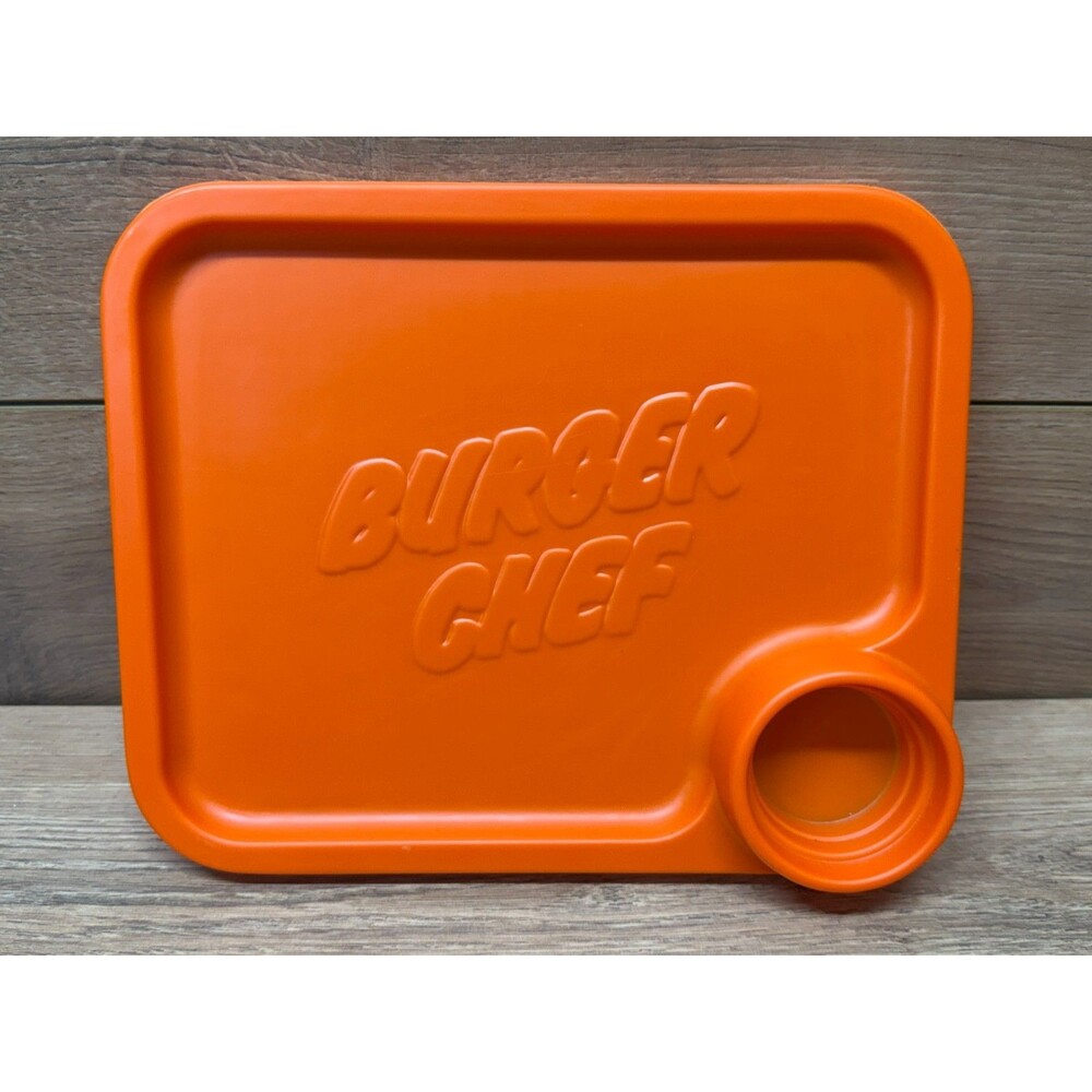 Burger Chef Vintage 1970’s Original Orange Plastic Kids Serving Food Drink Tray